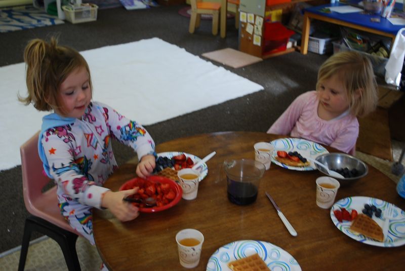 waffles and fruit for snack!